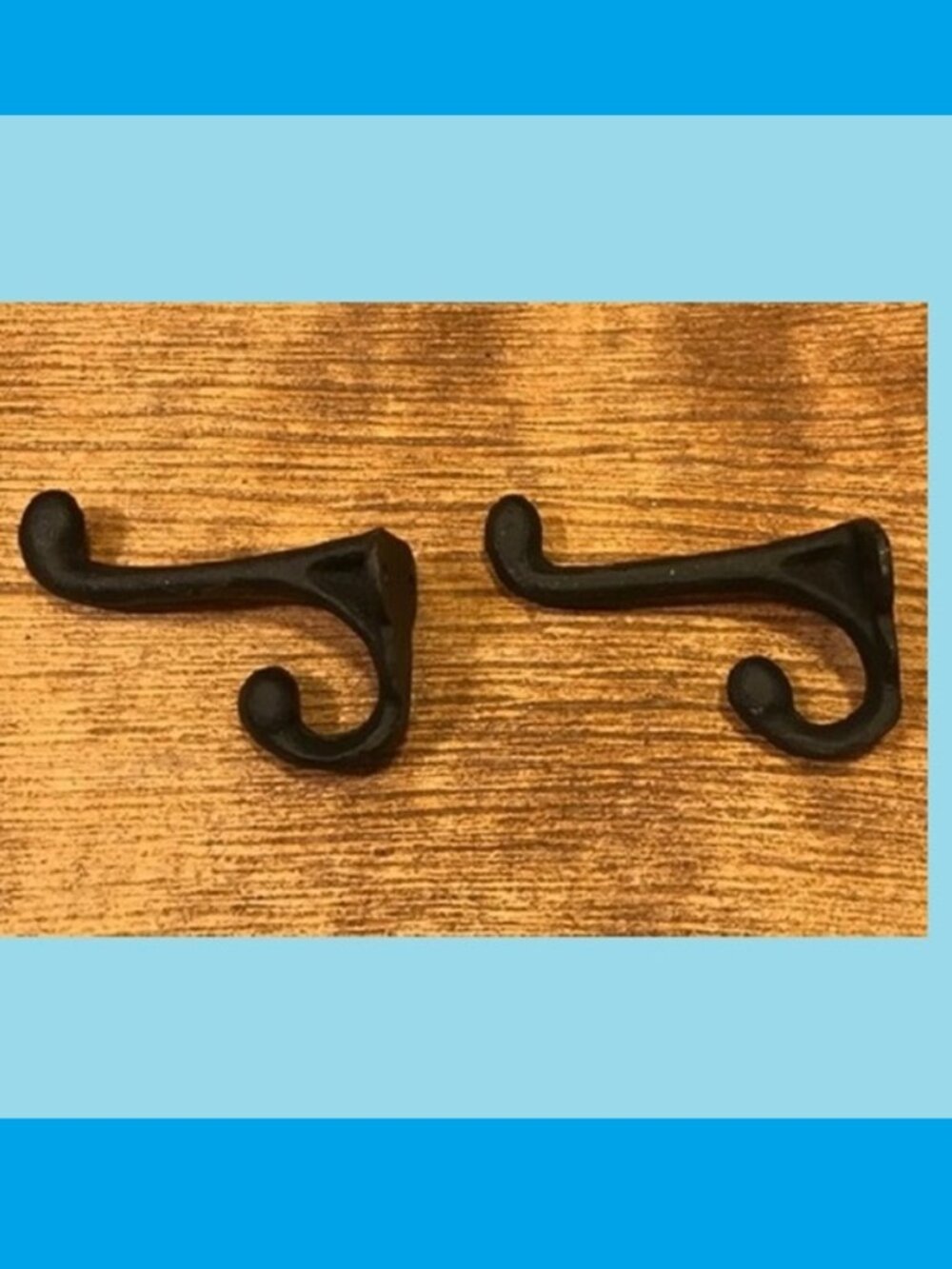 Two (2) Cast Iron Rustic Brown 2 3/4" tall Double Wall Hooks Two (2) 0170-01202